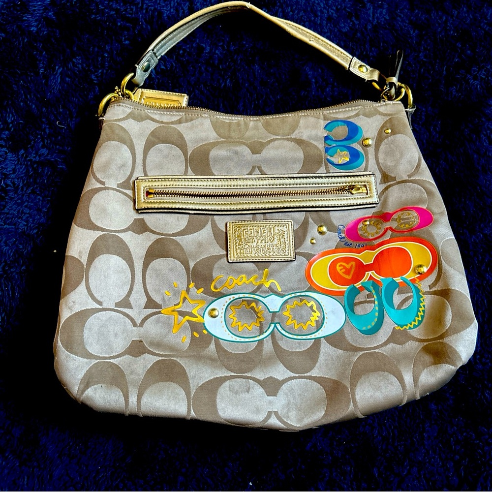 COACH 20962 DAISY POP C APPLIQUÉ HOBO Handbag Purse Bag